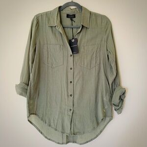 NWT Lucky Brand Olive Green Button-Up Shirt, Size XS